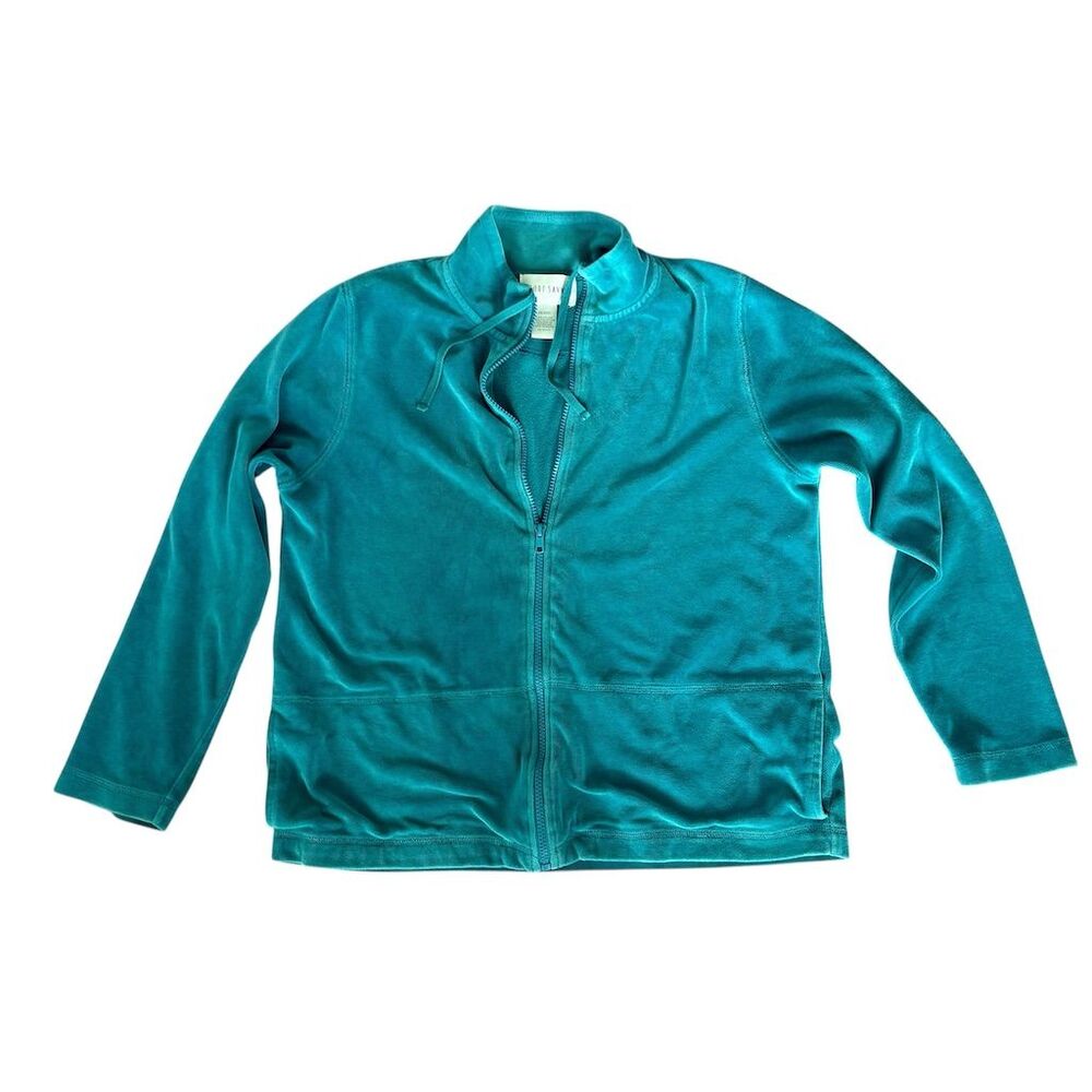Sport Savy Women's Velour Full Zip Jacket Teal Size M Casual Long Sleeve‎